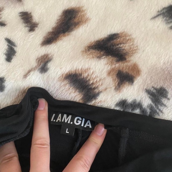 NWOT IAMGIA black ruched mesh pants - Picture 2 of 3